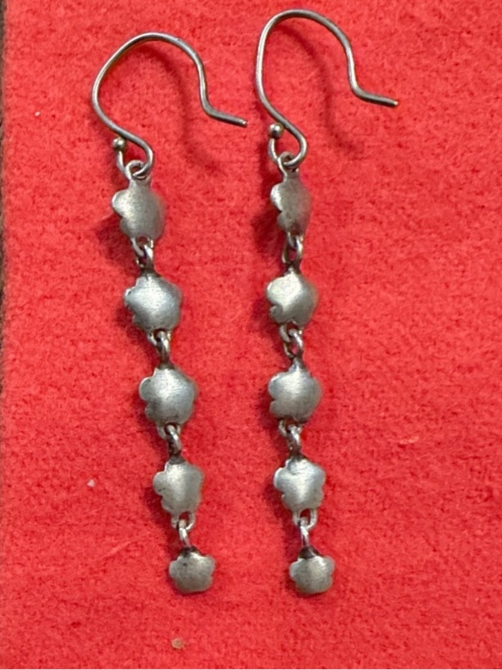 Me&Ro Graduated Floral Drop Earrings - Sterling Silver
